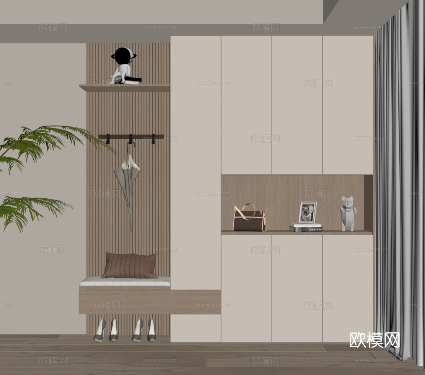 现代简约鞋柜 入户鞋柜su模型