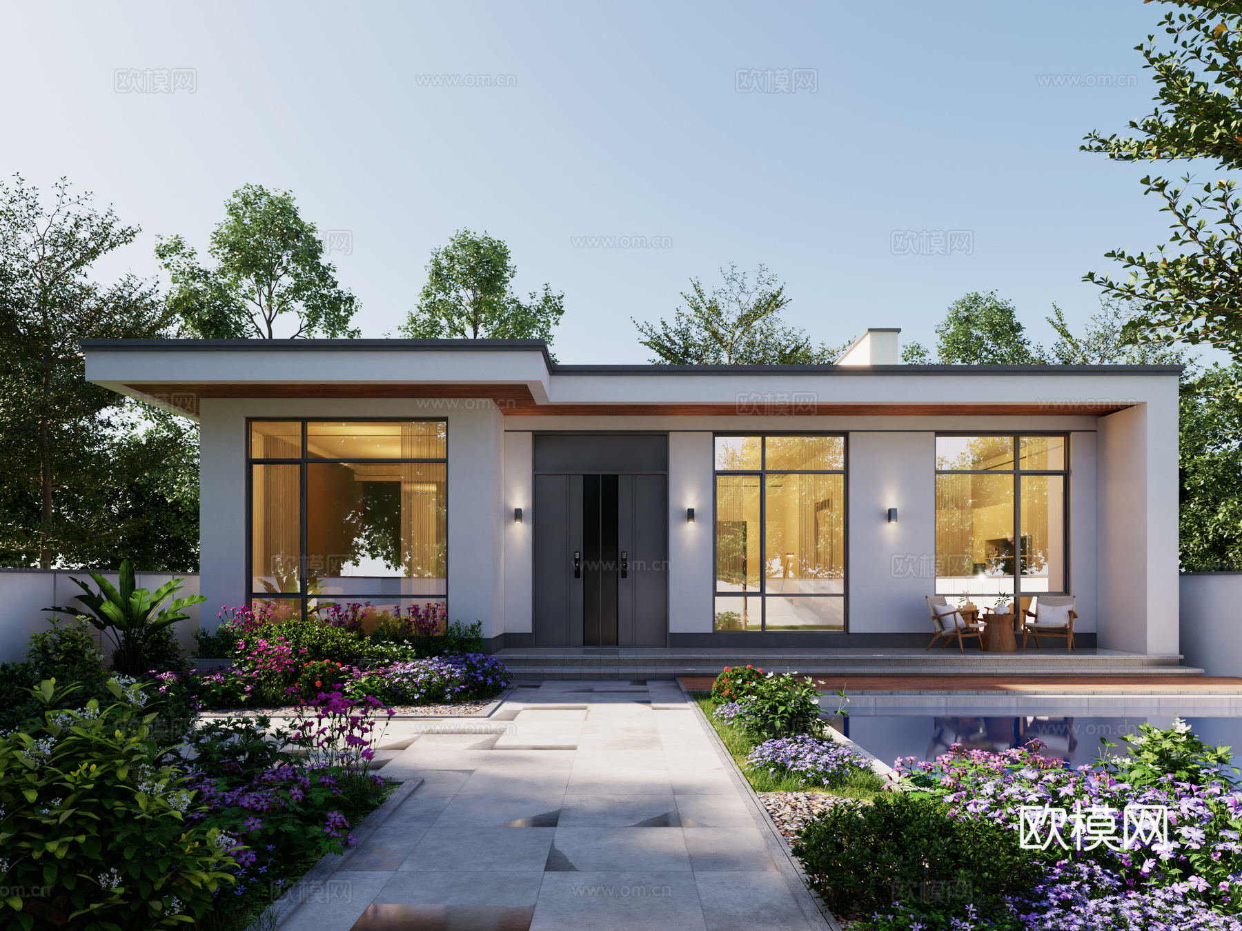 现代别墅 现代农村自建房3d模型下载