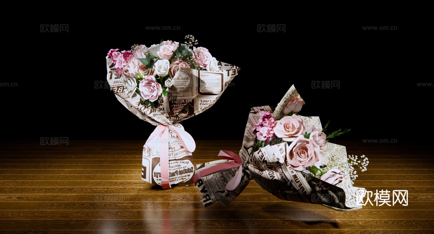 现代 花束 玫瑰花束 节日花束 花艺组合 鲜花摆件su模型