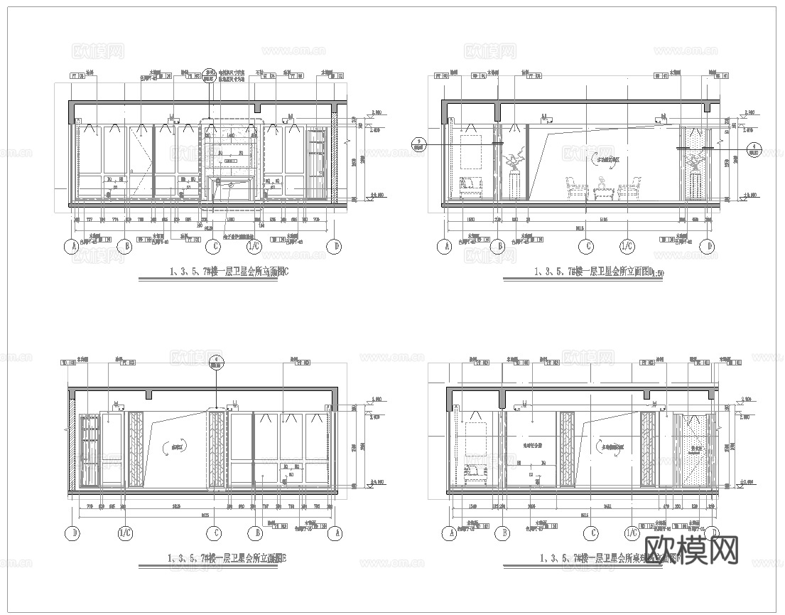 最新全套 棋牌室会所 施工图合集cad施工图