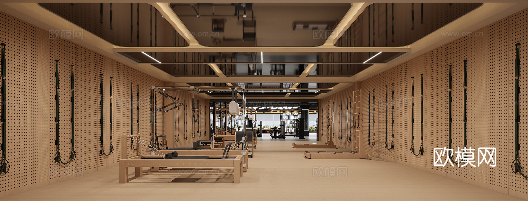 健身房休息区瑜伽室3d模型下载（渲染图3）