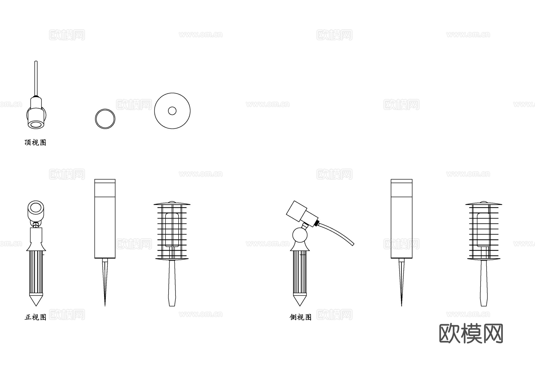 道钉灯 路面道钉灯 太阳能道钉灯 地埋式道钉灯 道路警示灯cad施工图