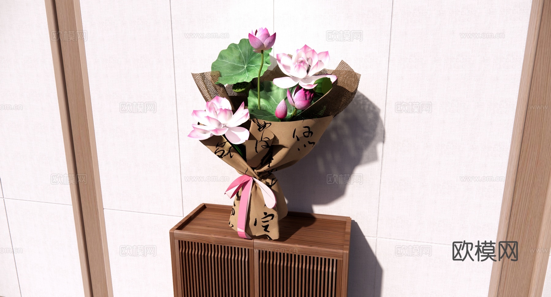 中式 花束 荷花花束 荷花莲蓬 节日花束 花艺组合 鲜花摆件su模型