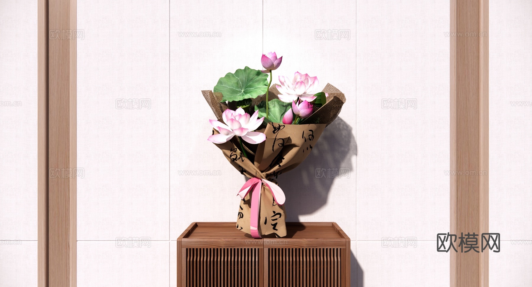 中式 花束 荷花花束 荷花莲蓬 节日花束 花艺组合 鲜花摆件su模型