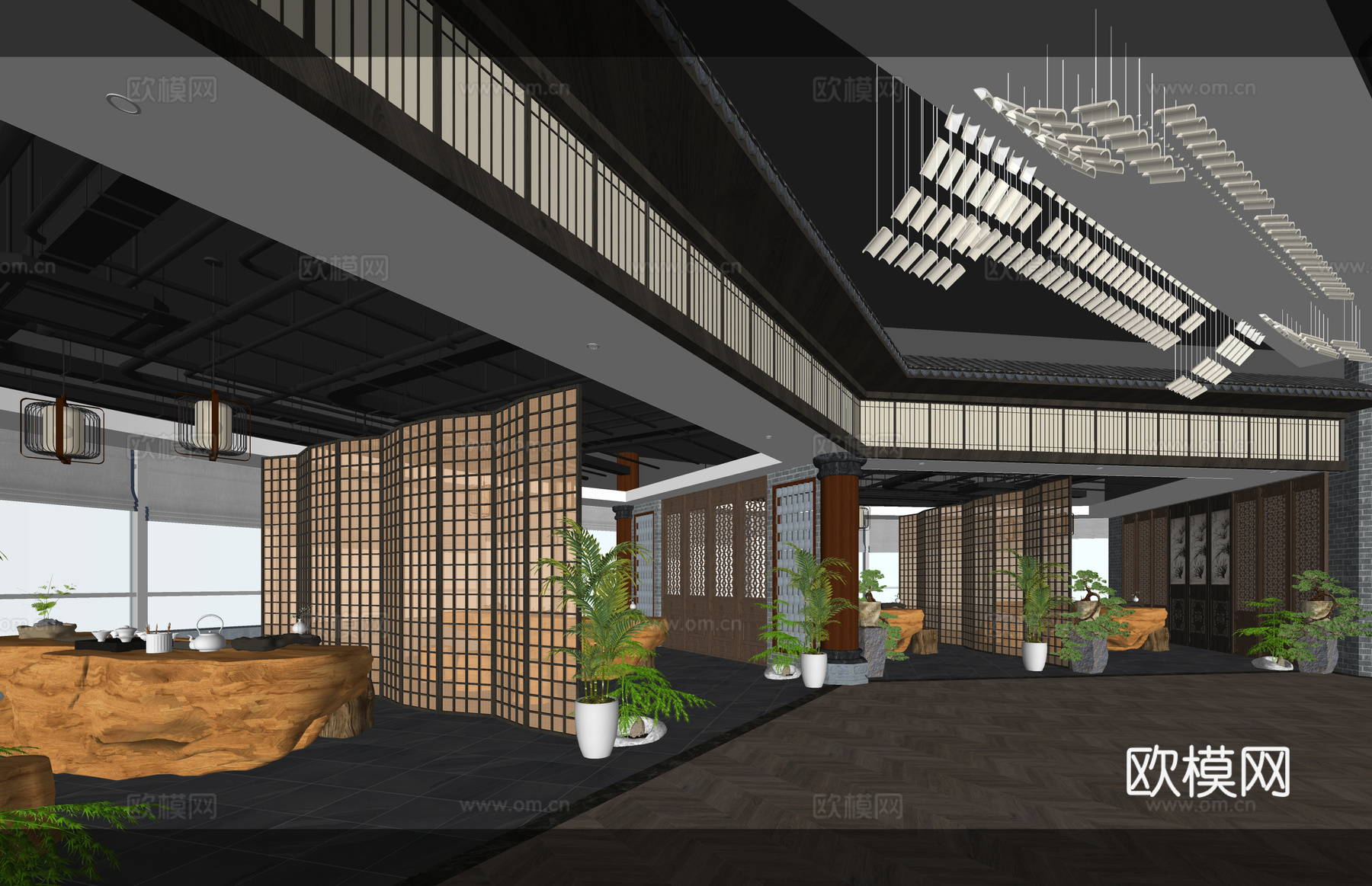 茶桌椅 茶具 茶桌 茶台 茶桌组合su模型