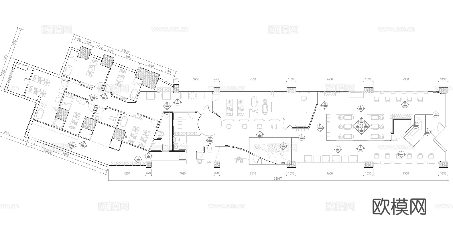 最新完整版美容院施工图合集cad施工图