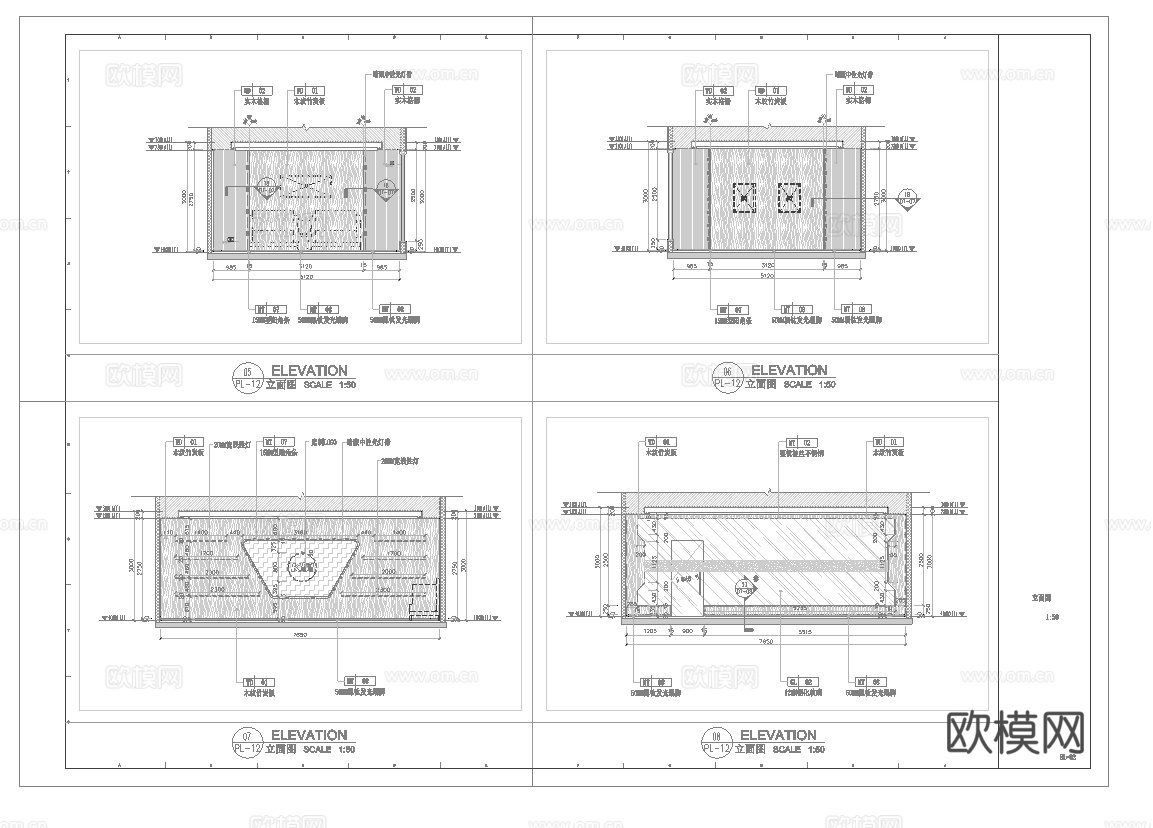 最新全套 1200平 台球俱乐部 施工图合集cad施工图