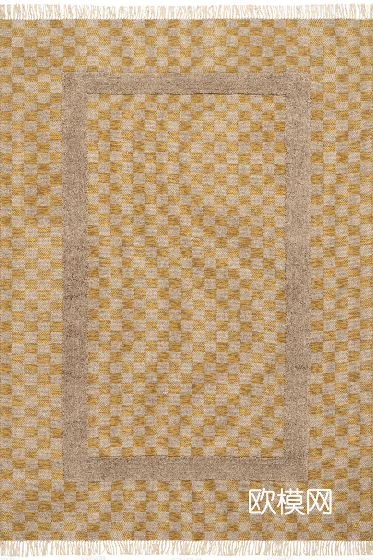 孟菲斯现代风格格子手工编织地毯 绒布地毯 格子地毯 现代简约