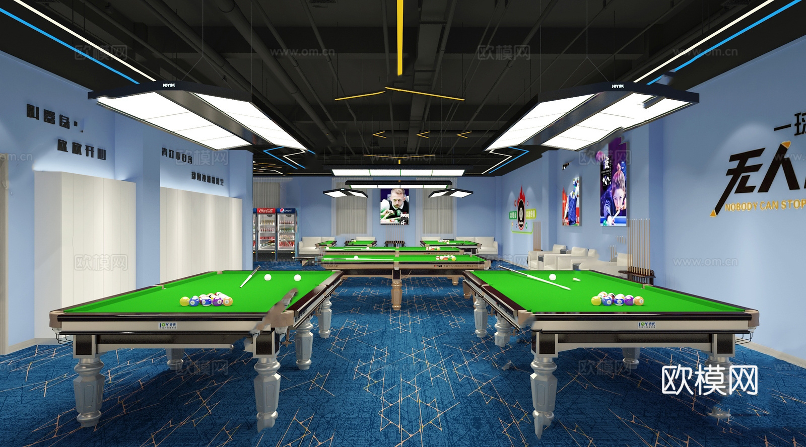 最新全套 200平 台球俱乐部 施工图 效果图合集cad施工图