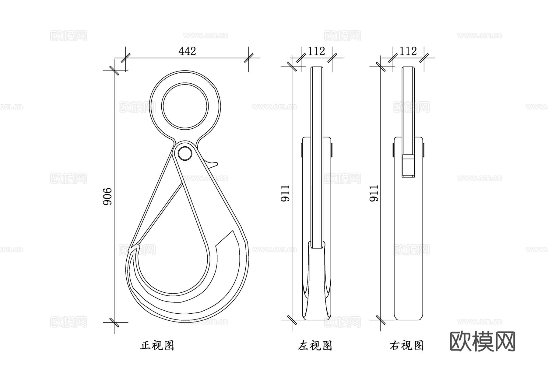 吊钩 起重吊钩 钢制吊钩 工业吊钩 吊装挂钩 重型吊钩cad施工图cad施工图