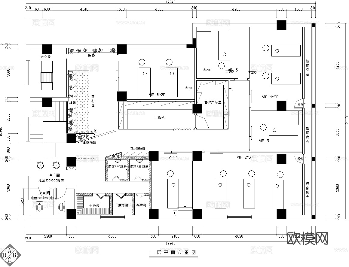 最新完整版美容院施工图合集cad施工图