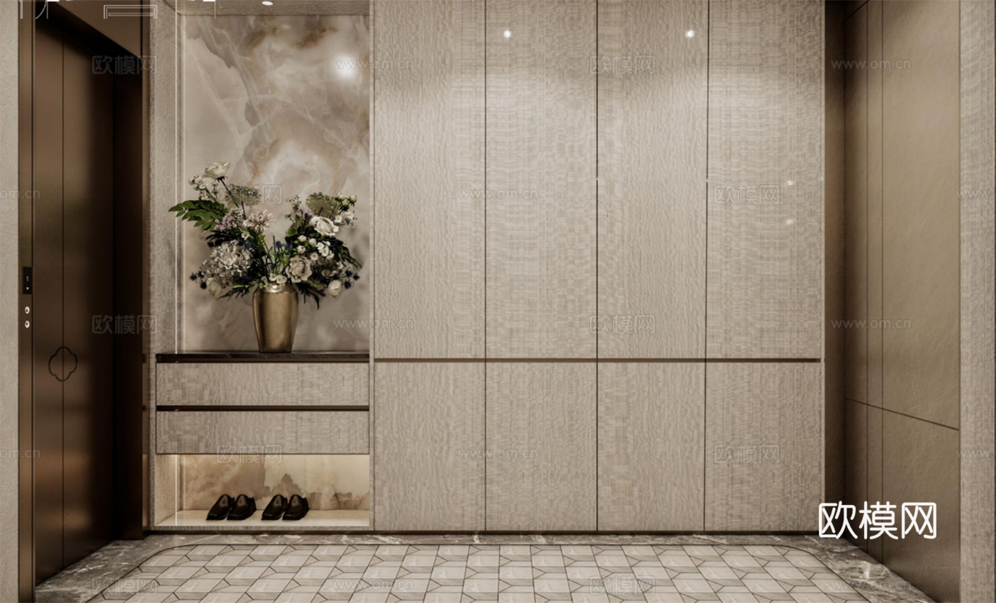 现代电梯厅 室内电梯 石材墙面  墙面立面图节点图cad施工图