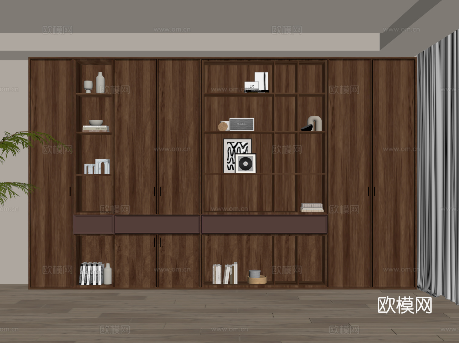 中古风书柜su模型