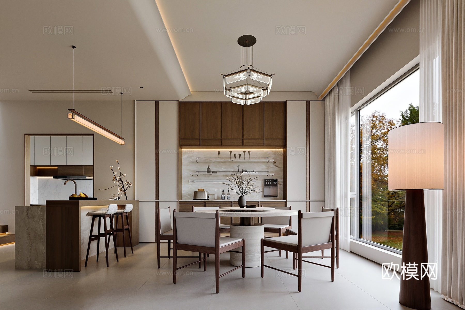 宋式风格家居餐厅3d模型下载（渲染图1）
