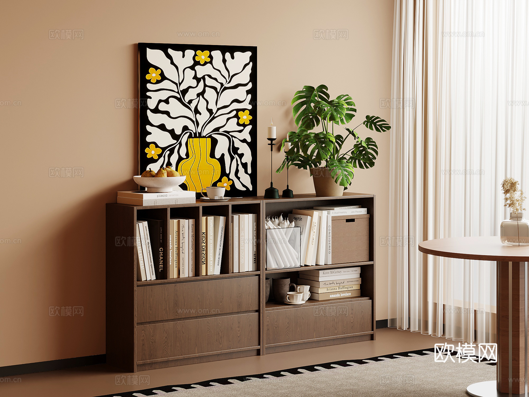 中古风玄关柜 边柜 端景柜su模型