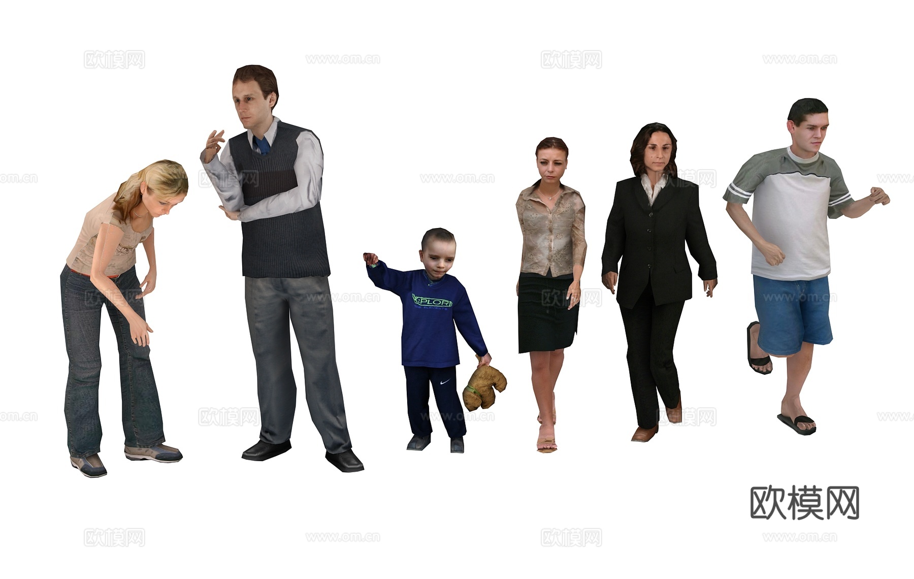 现代人物组合3d模型下载