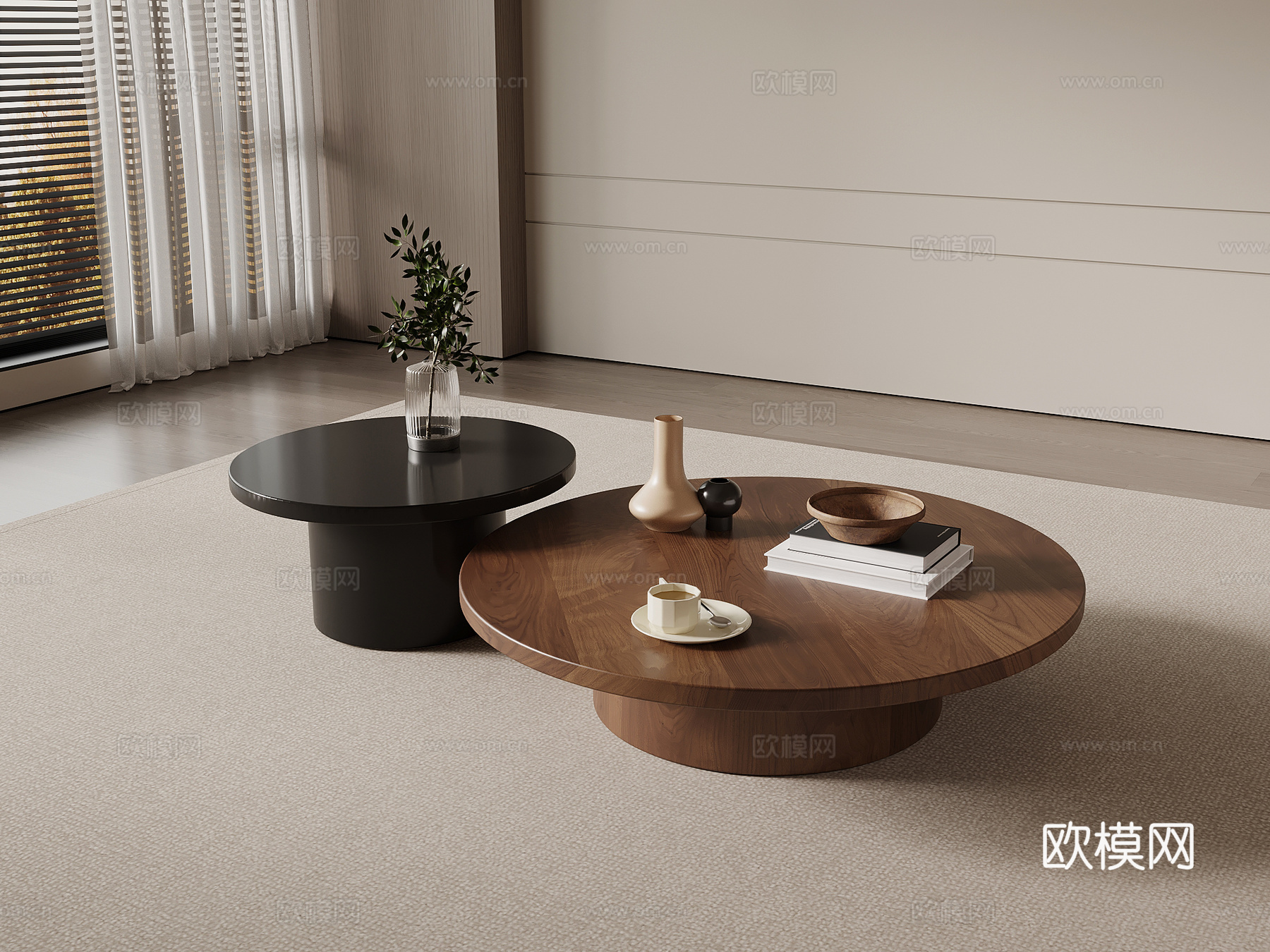 中古风茶几 子母几3d模型下载