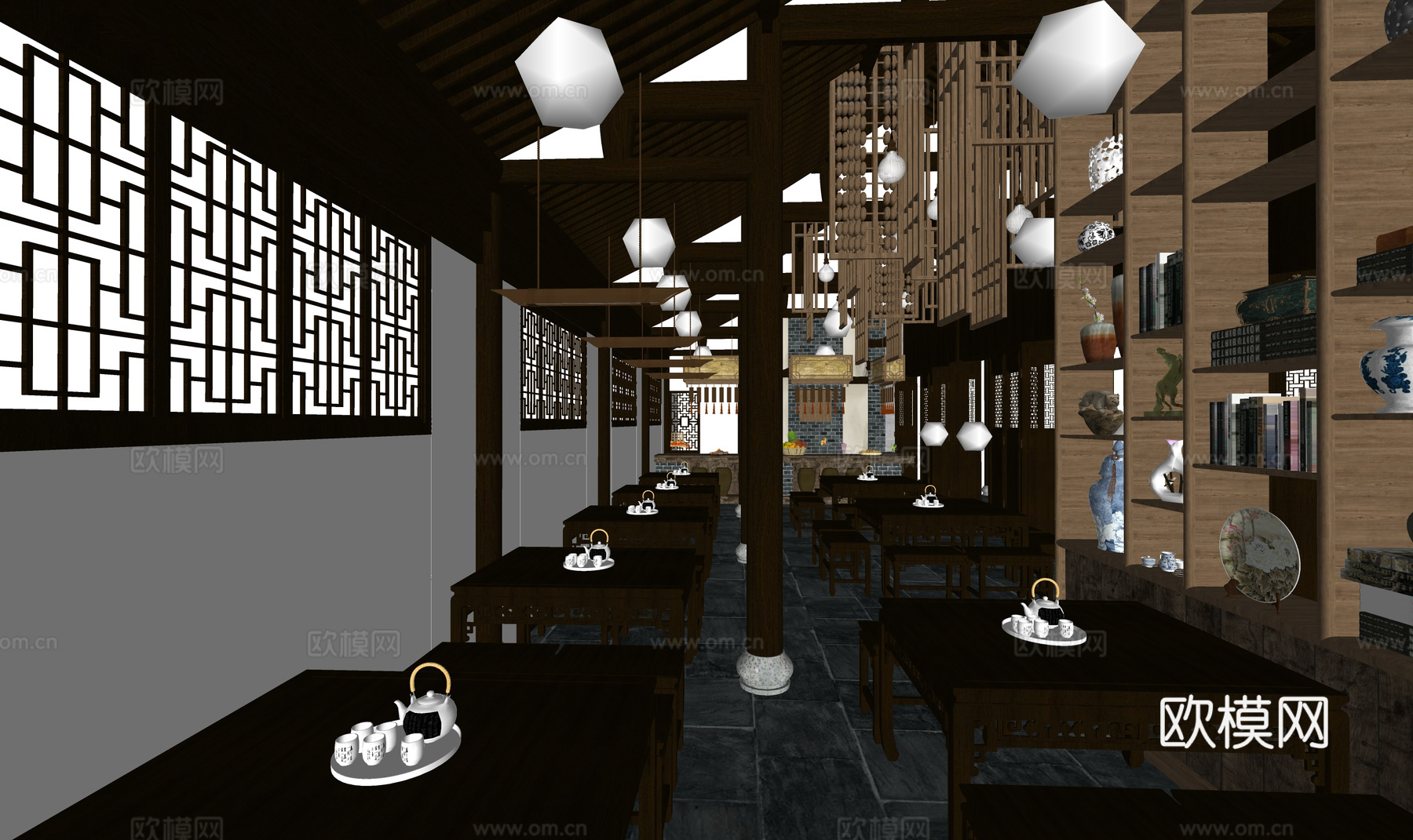 茶桌椅 茶具 茶桌 茶台 茶桌组合su模型