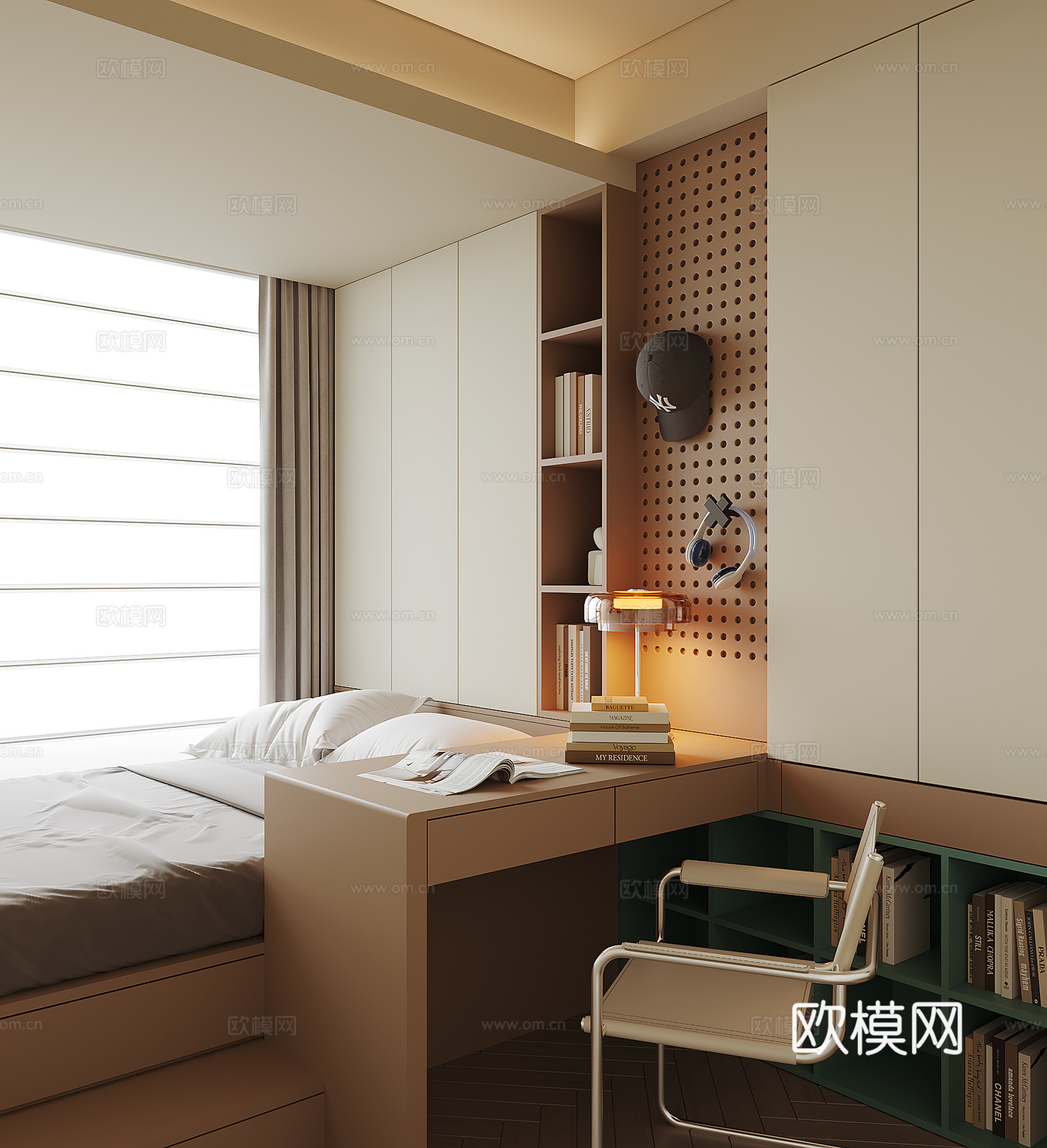 现代榻榻米卧室3d模型下载