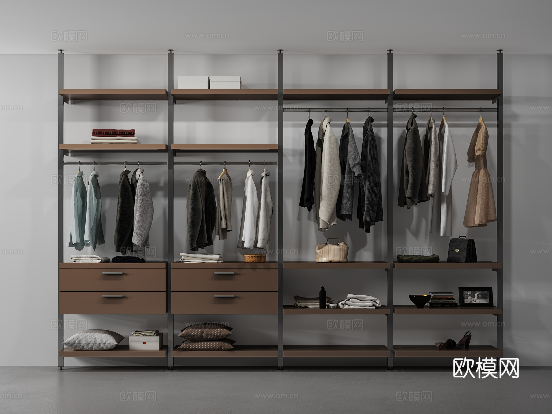 北欧现代衣柜衣服装饰品服饰3d模型下载