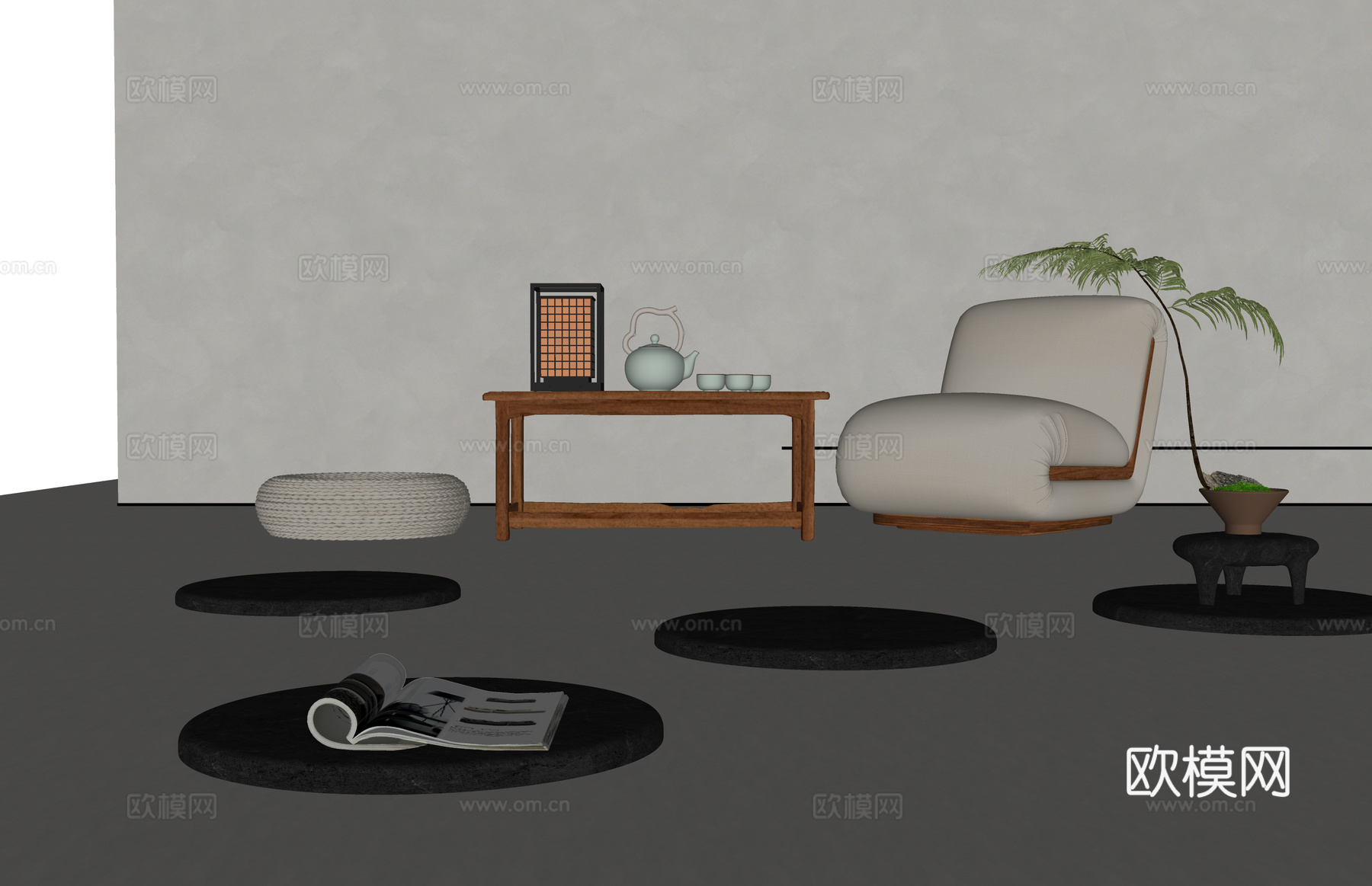 茶桌 茶台 家装 茶桌椅 茶几 茶具su模型