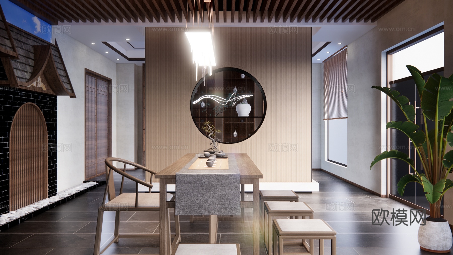 茶桌椅 茶具 茶桌 茶台 茶桌组合su模型