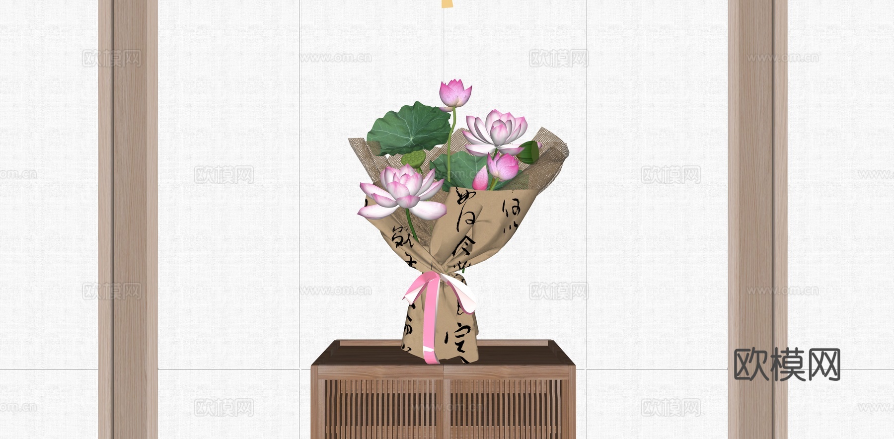 中式 花束 荷花花束 荷花莲蓬 节日花束 花艺组合 鲜花摆件su模型