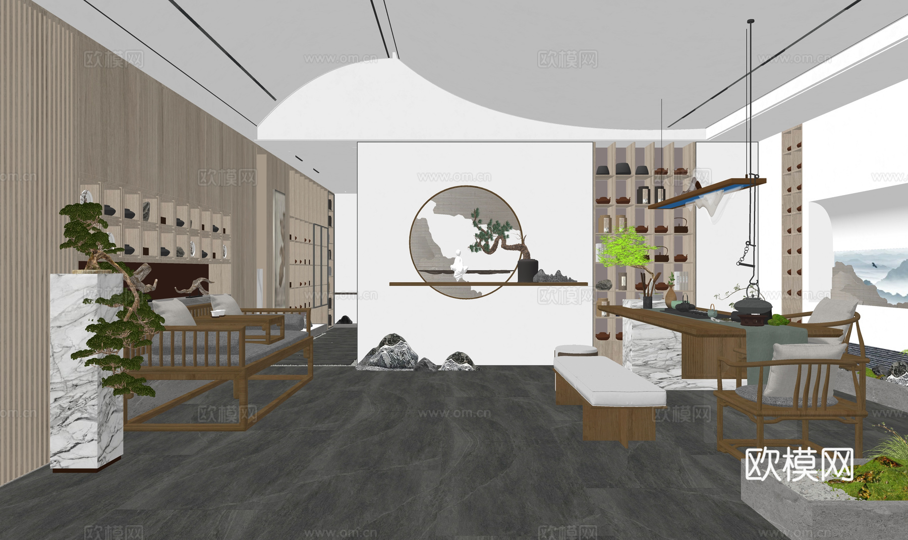 茶桌椅 茶具 茶桌 茶台 茶桌组合su模型