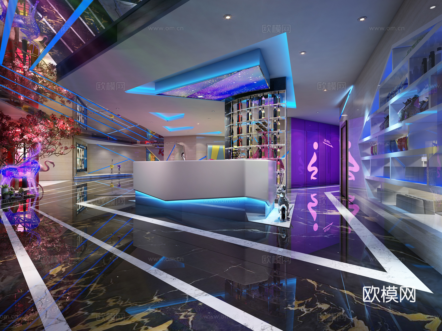 现代KTV大厅 接待大厅3d模型下载（渲染图3）