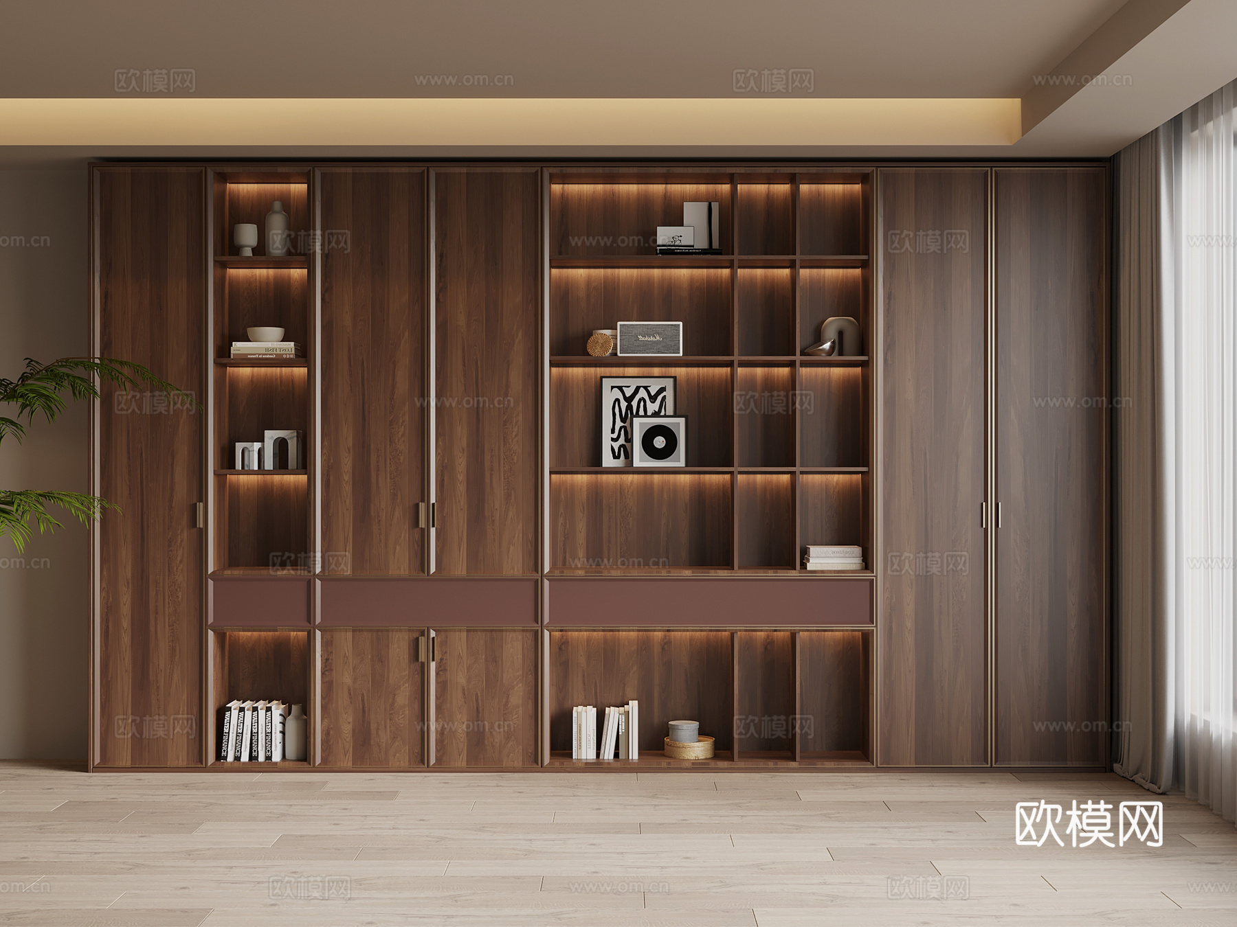 中古风书柜su模型
