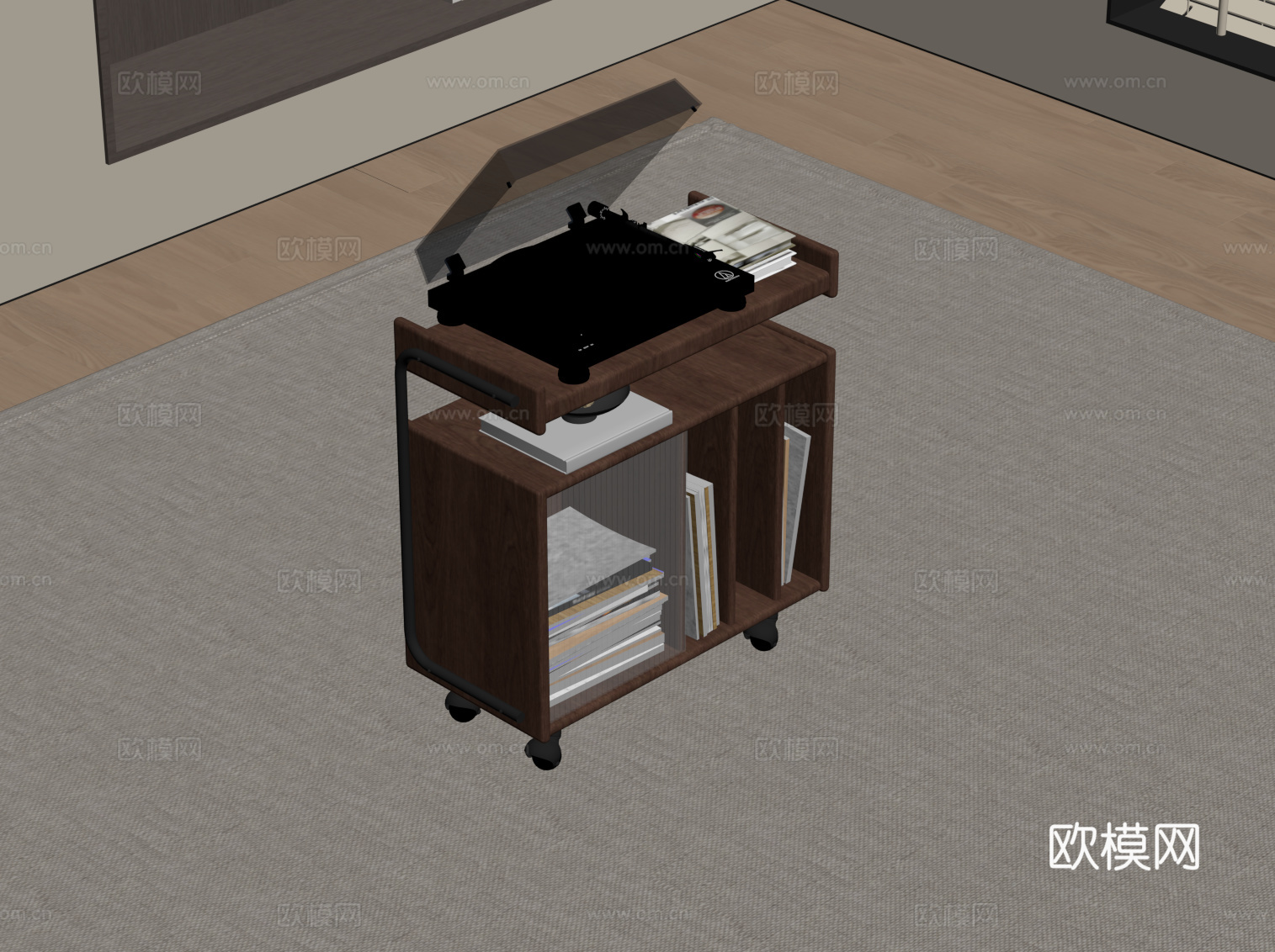 中古风边几 边柜su模型