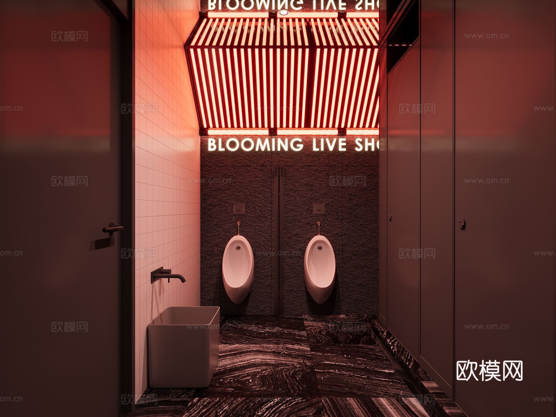 现代金属风酒吧3d模型下载（渲染图3）