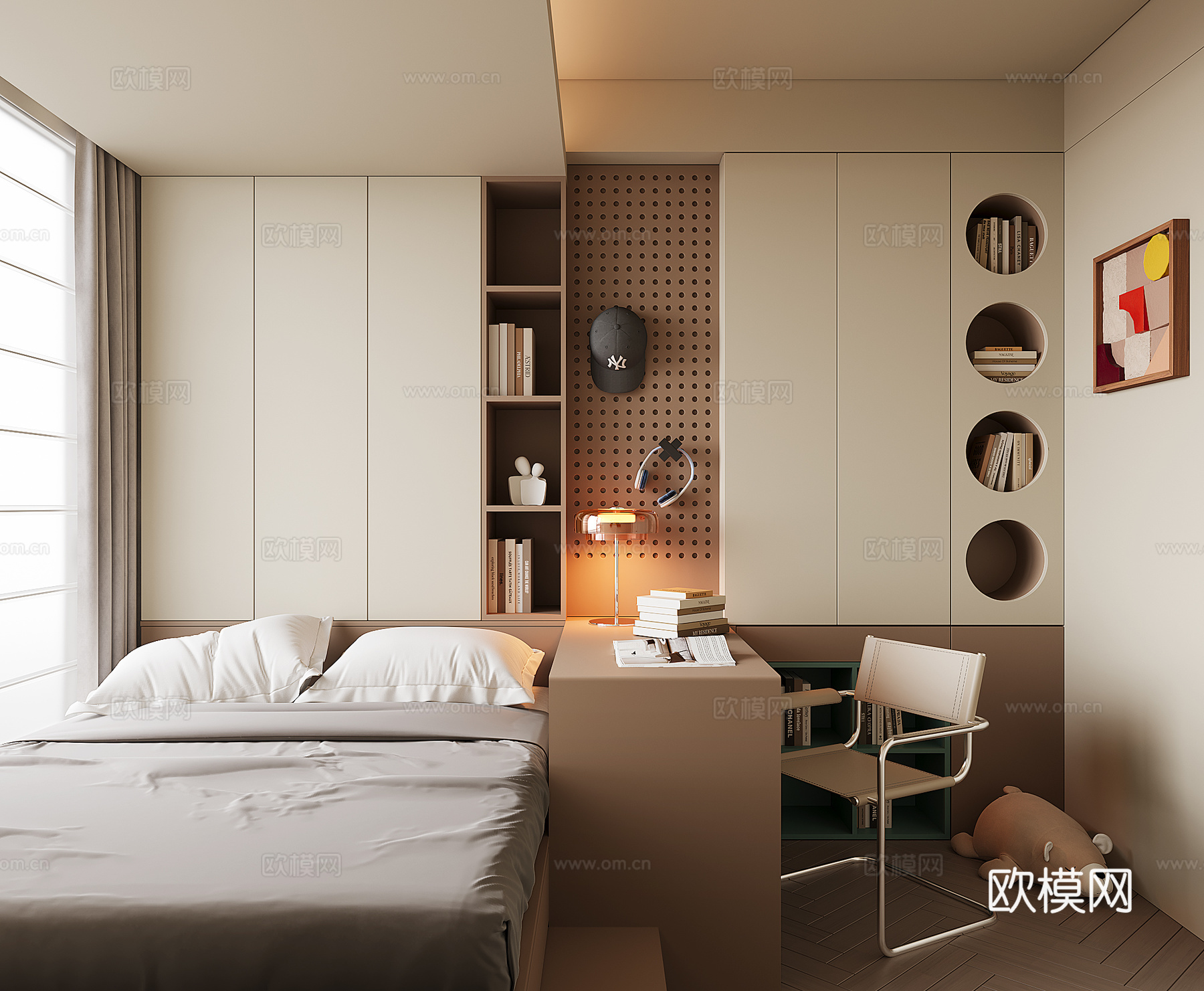现代榻榻米卧室su模型