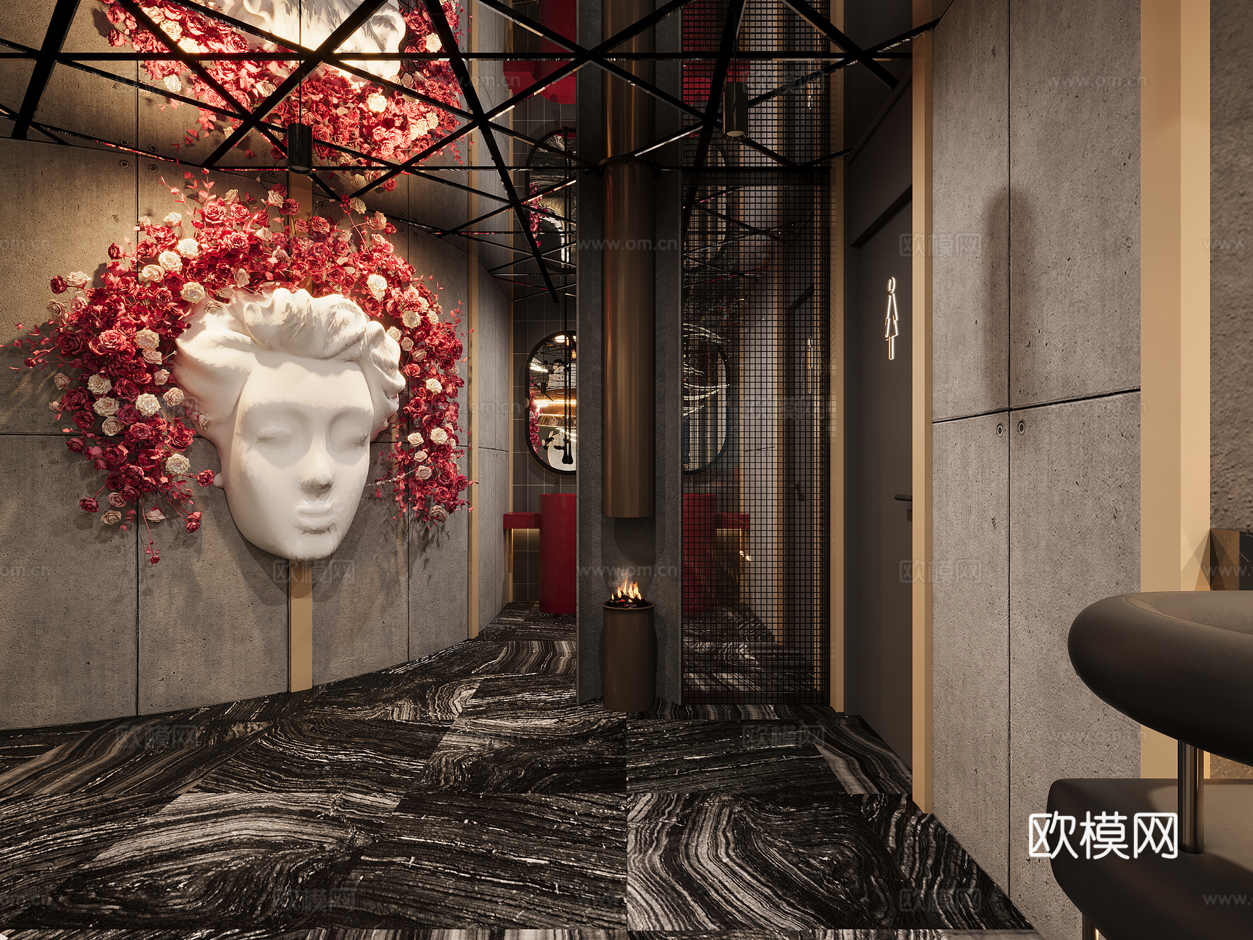 现代金属风酒吧3d模型下载（渲染图4）