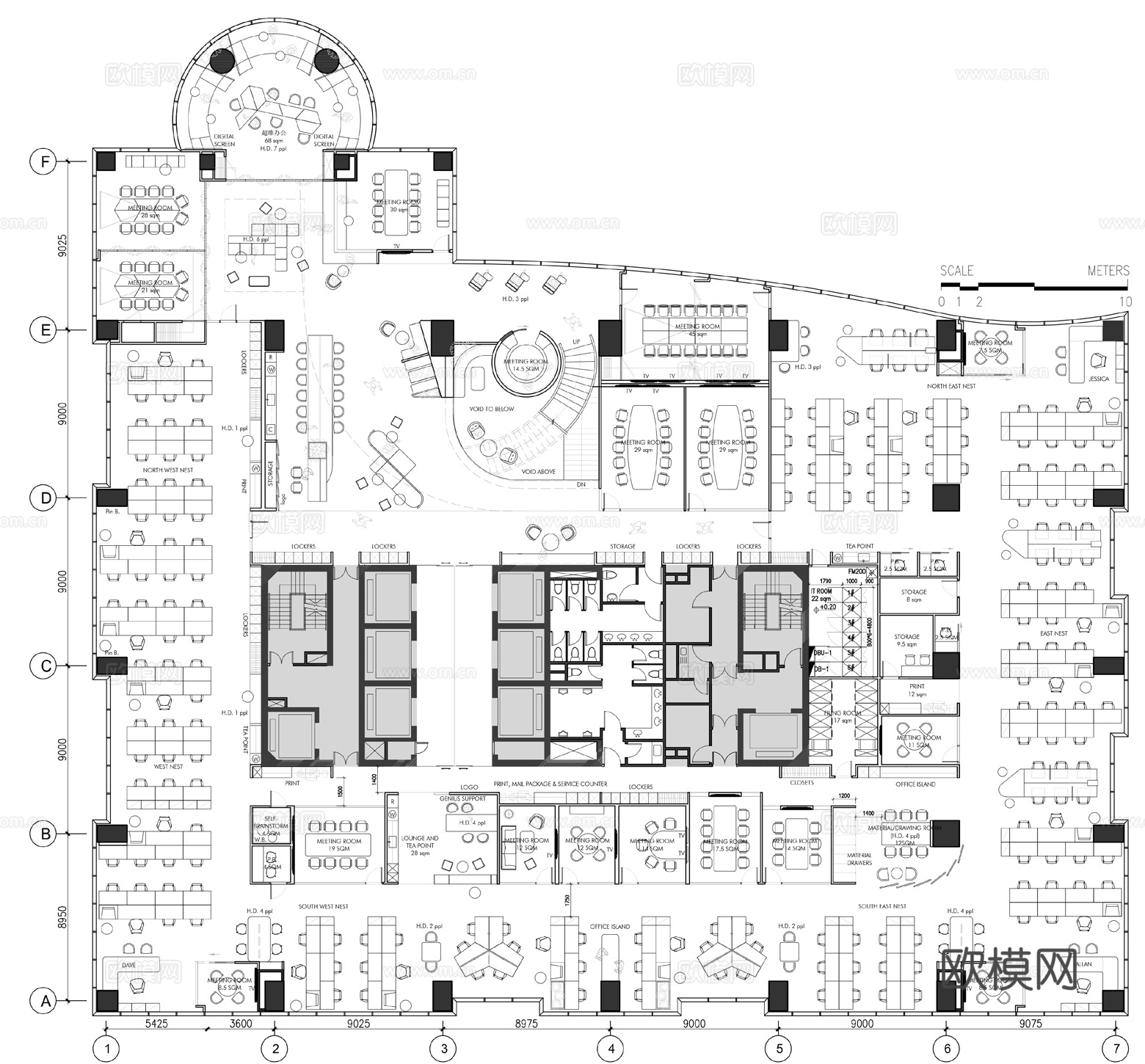 最新完整版办公楼施工图合集cad施工图