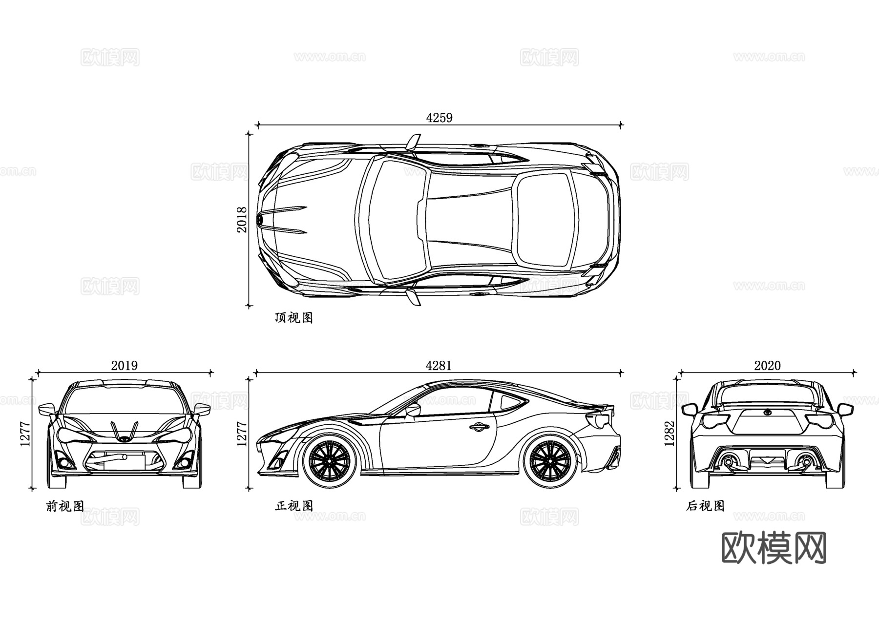 丰田高性能轿车 丰田GR轿车 丰田运动轿车 丰田高性能版cad施工图