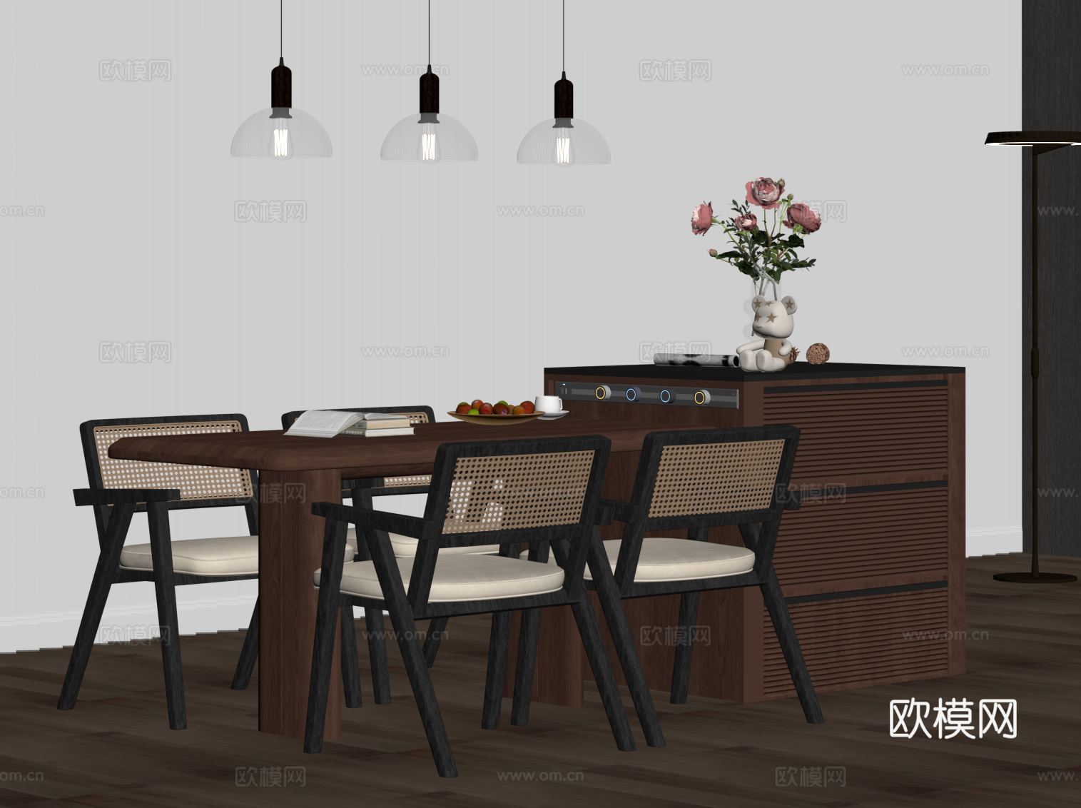 中古风岛台 吧台su模型