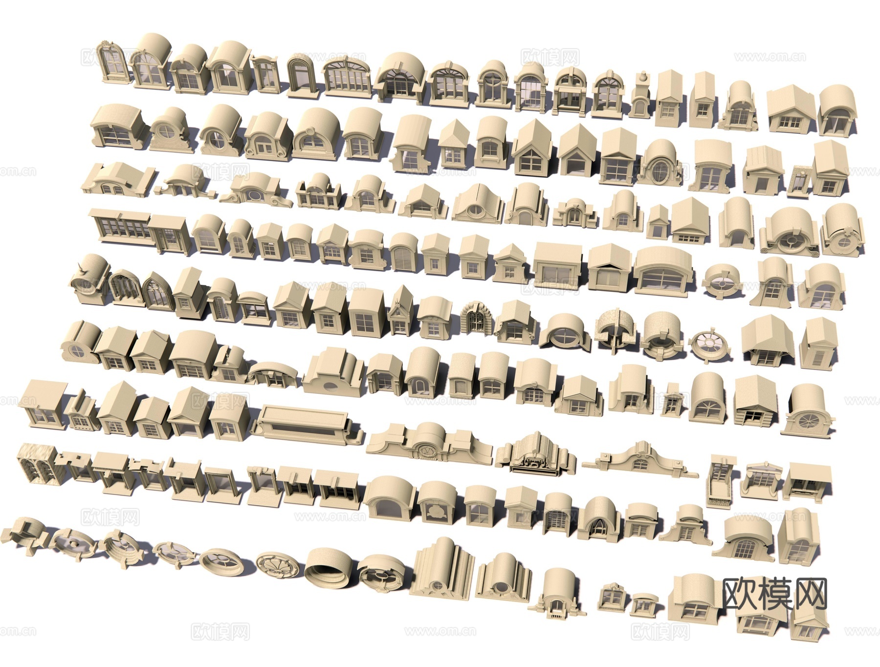 欧式老虎窗 拱窗 别墅窗户 窗户 门窗 屋顶窗 复古窗户 推3d模型下载