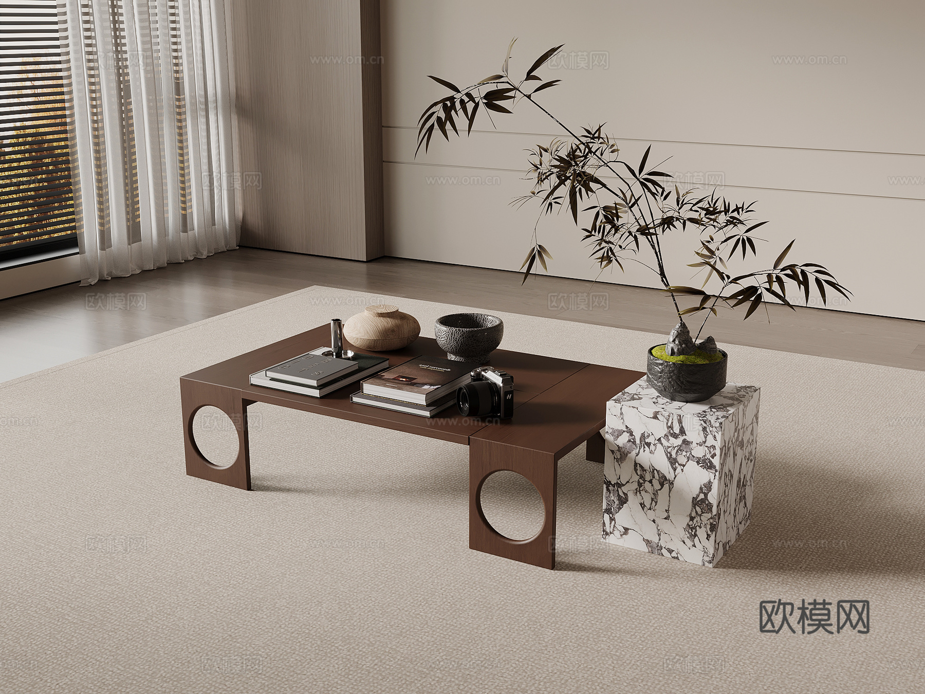 中古风茶几su模型下载（渲染图1）