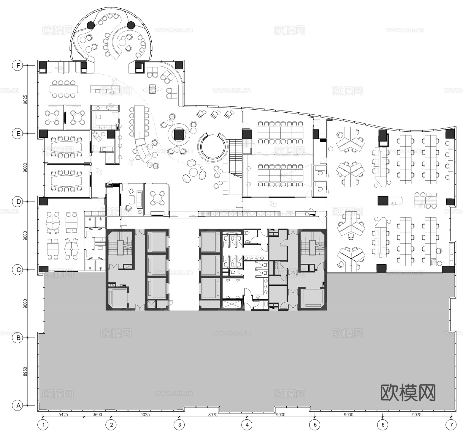 最新完整版办公楼施工图合集cad施工图