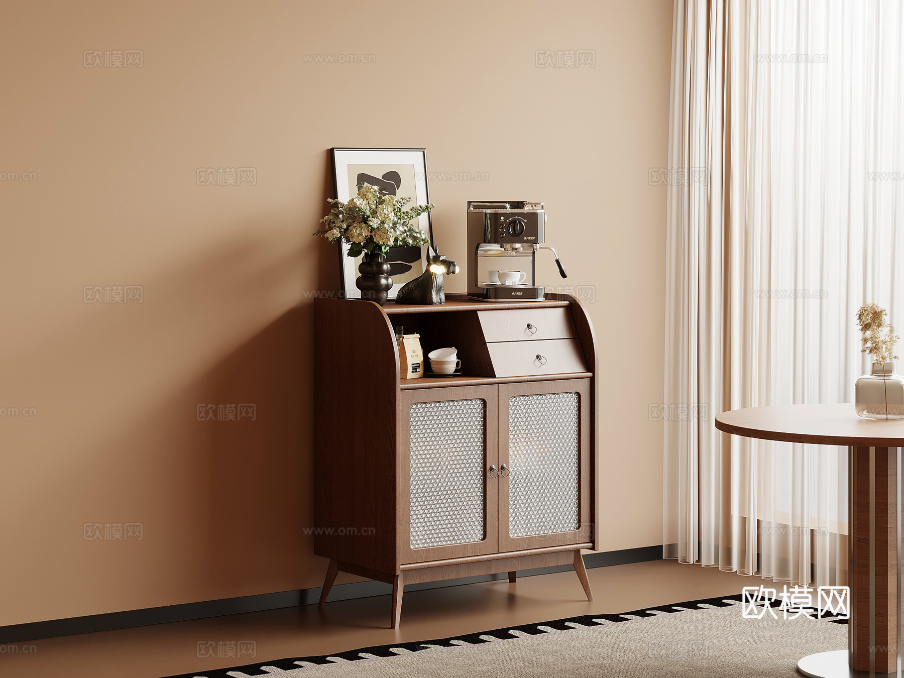 中古风边柜 餐边柜su模型