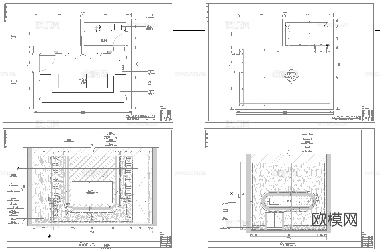 最新2套 KTV 派对房 施工图合集cad施工图