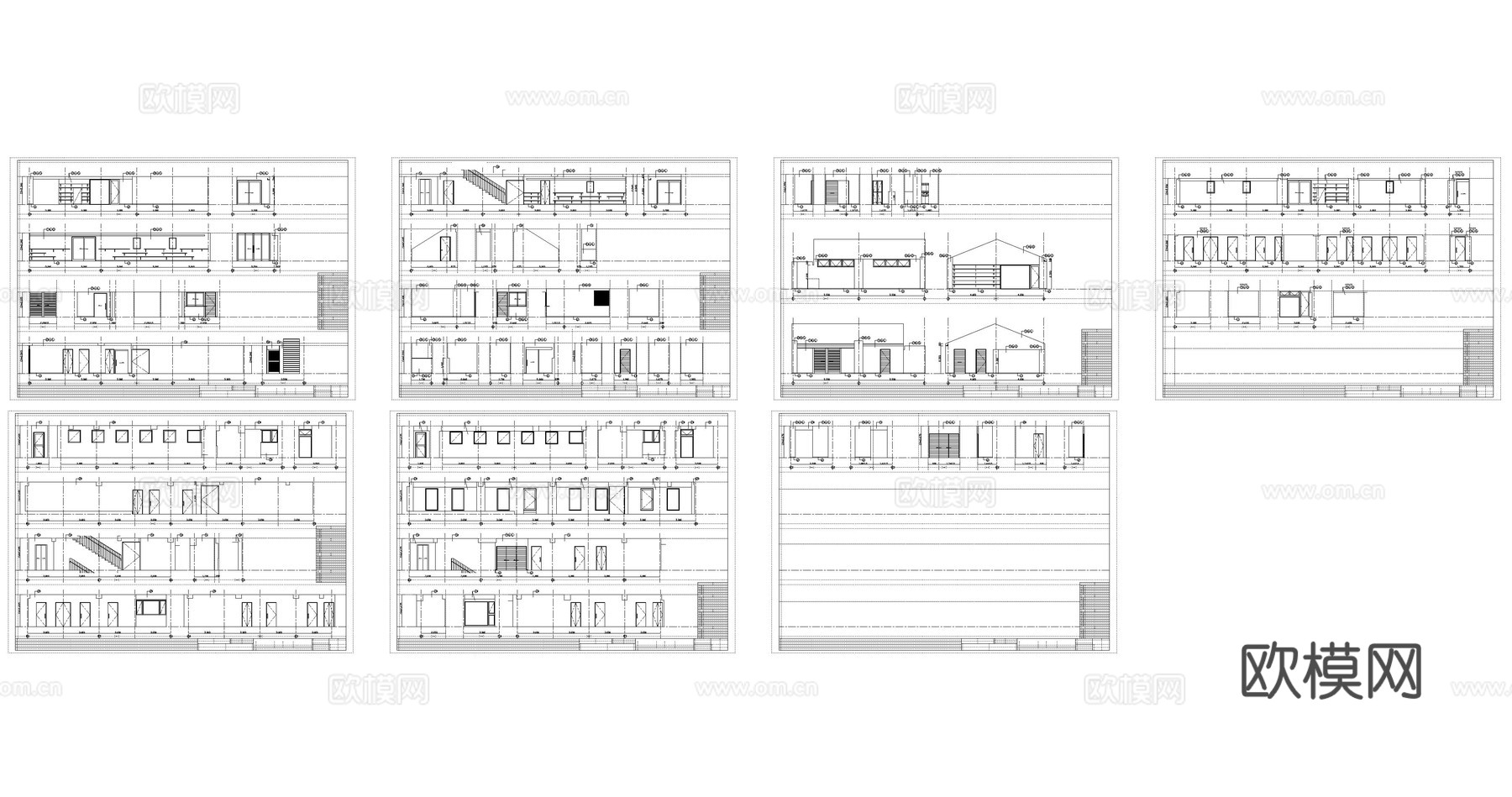 学校宿舍楼建筑平立剖图纸cad施工图