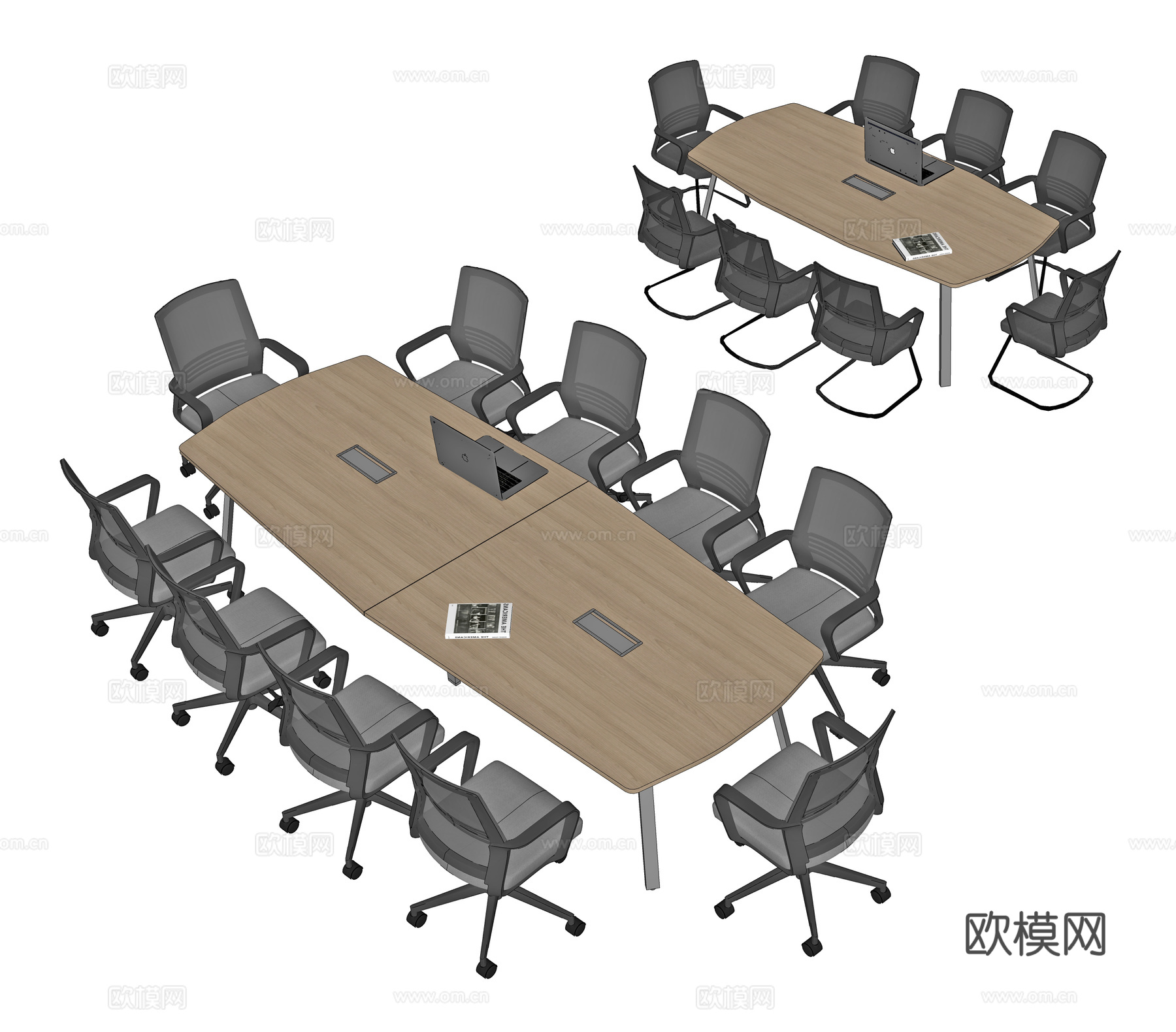 现代会议桌 洽谈桌 会议椅 办公桌 弧形会议桌 洽谈椅 培训su模型
