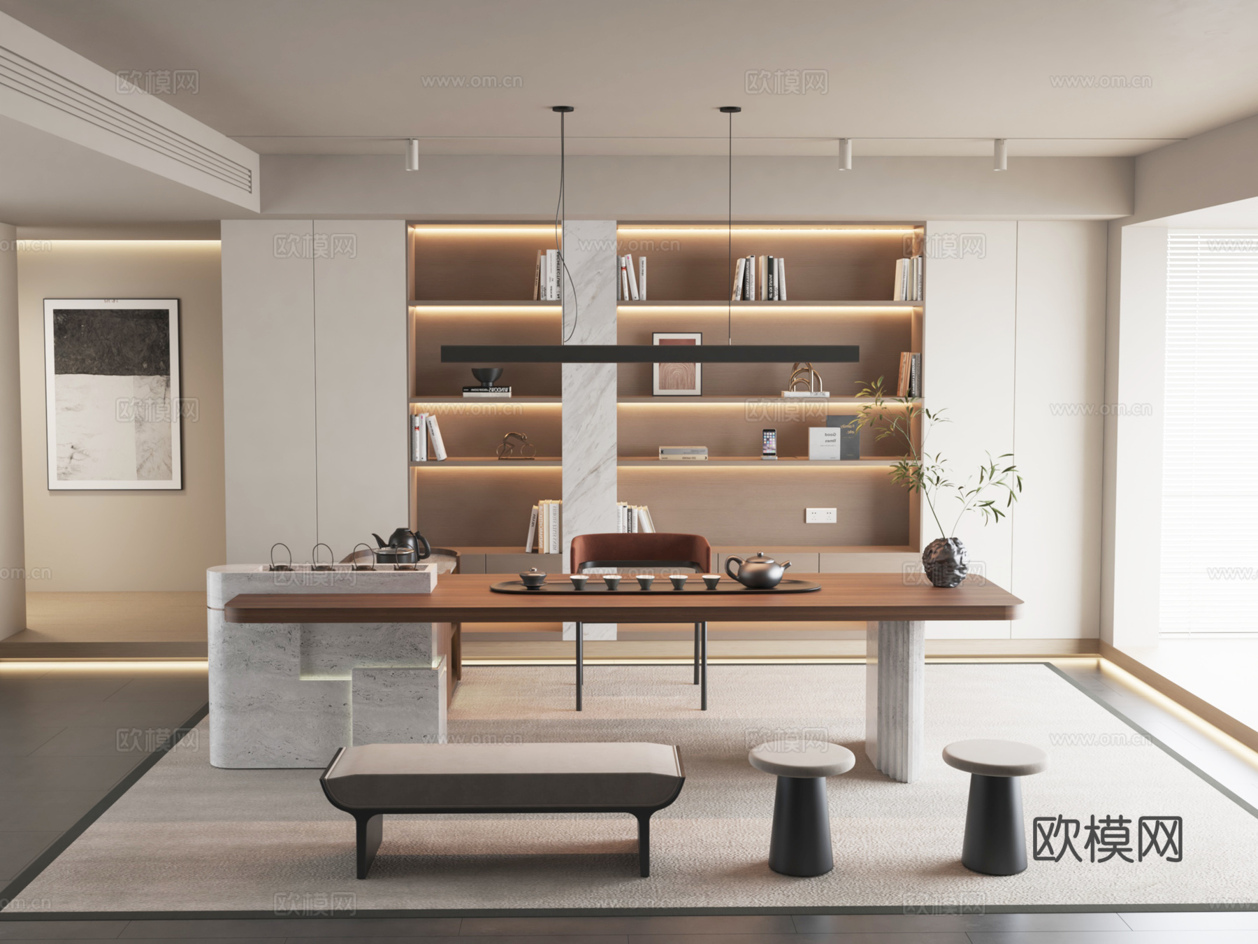 茶台/茶桌/高定茶台/轻奢茶台/茶空间家具3d模型