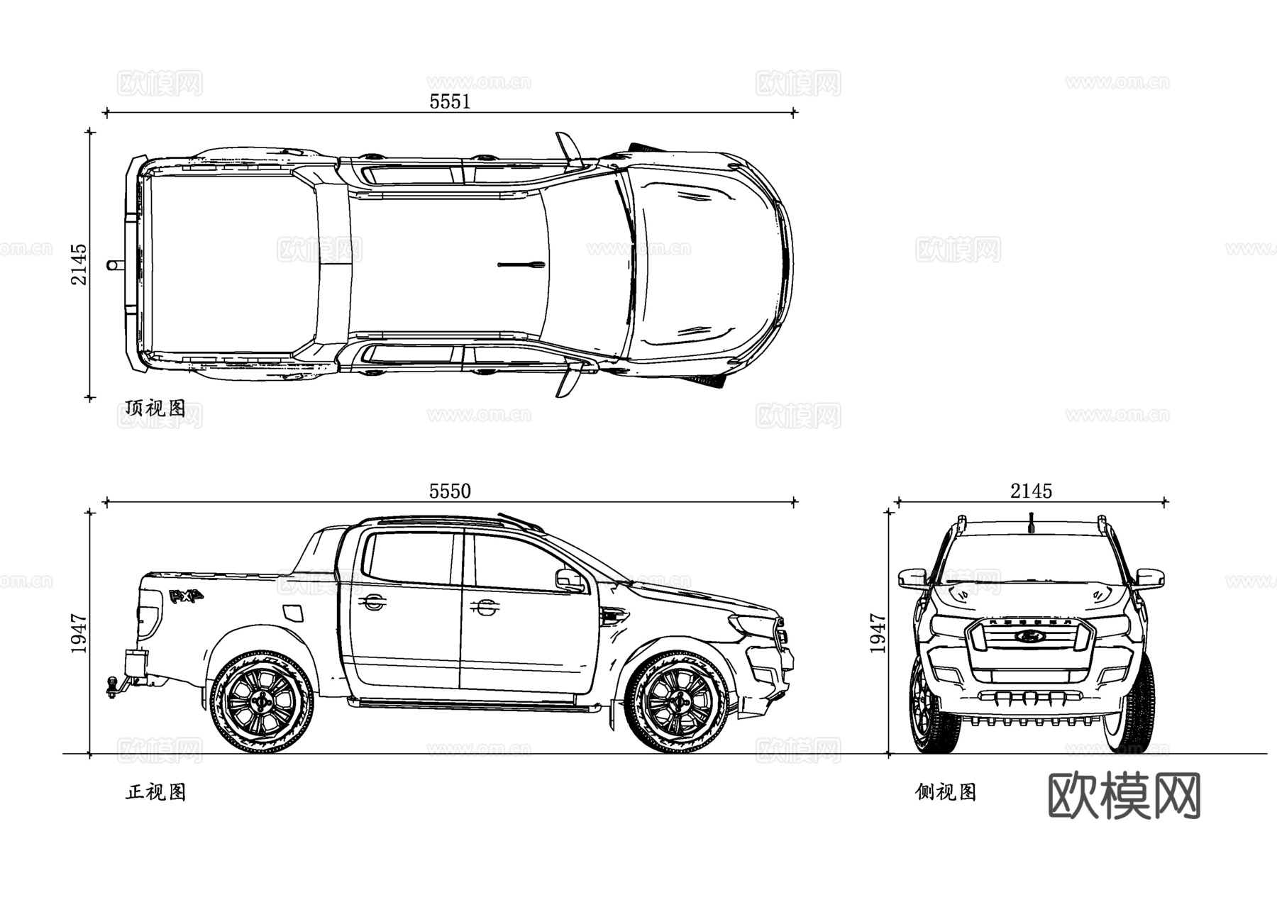 福特皮卡车 福特F-150 福特猛禽 福特Rangercad施工图