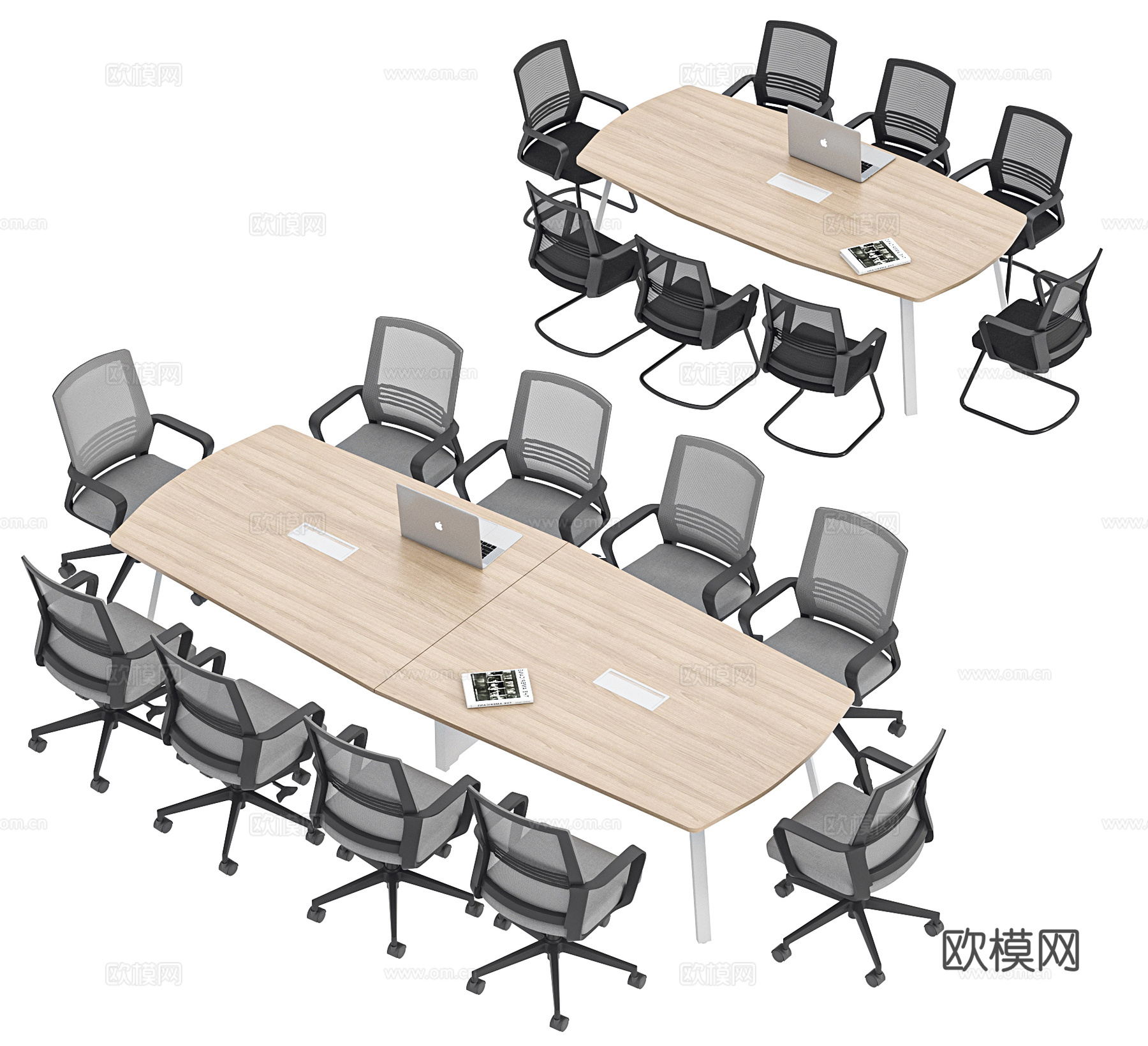 现代会议桌 洽谈桌 会议椅 办公桌 弧形会议桌 洽谈椅 培训su模型