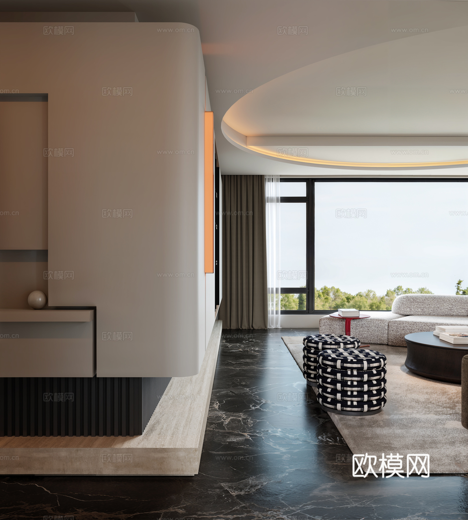 意式轻奢客餐厅su模型