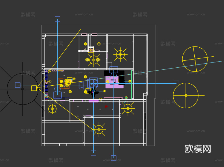现代极简粉色客餐厅3d模型下载（渲染图4）