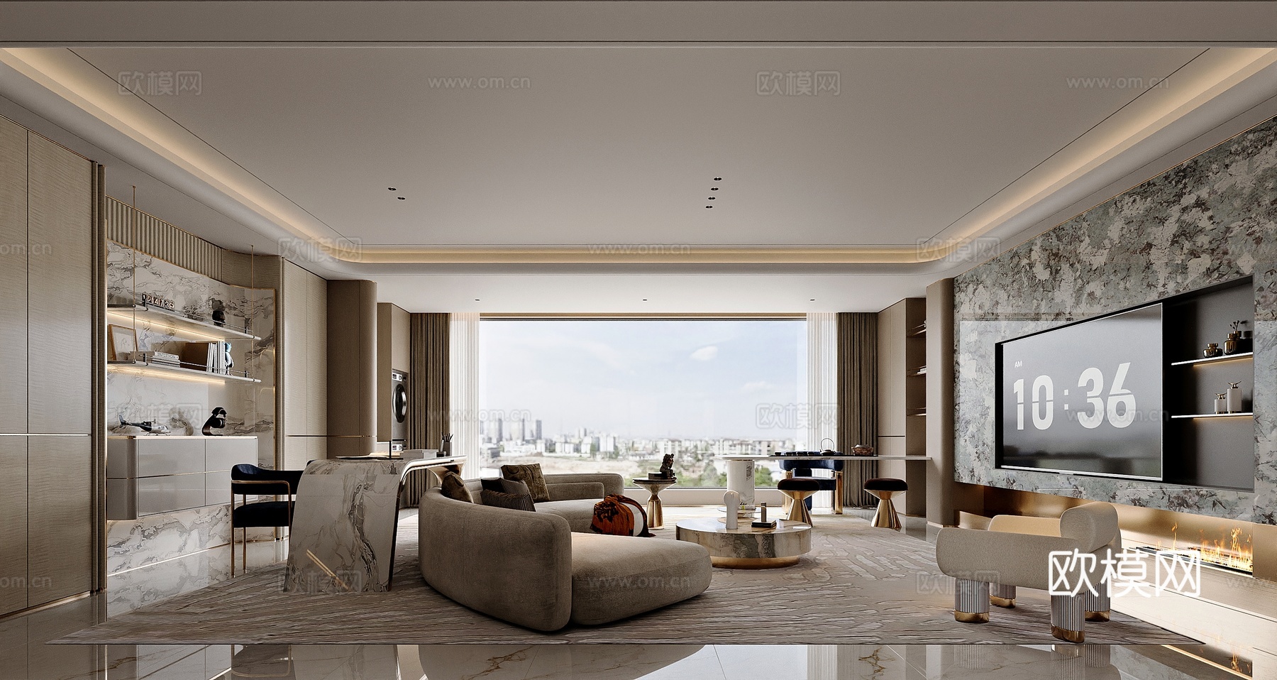 现代风格家居客厅3d模型下载